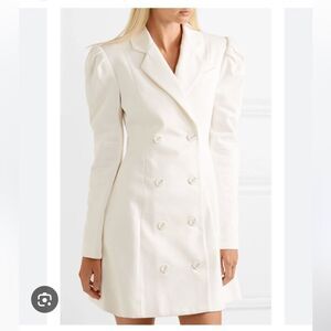 Maggie Marilyn White Leap Of Faith Pockets Button Closure Blazer Dress Modern